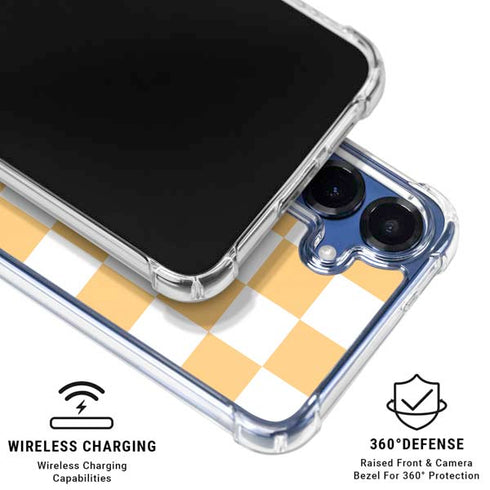 Yellow and White Checkerboard Galaxy S25 Clear Case